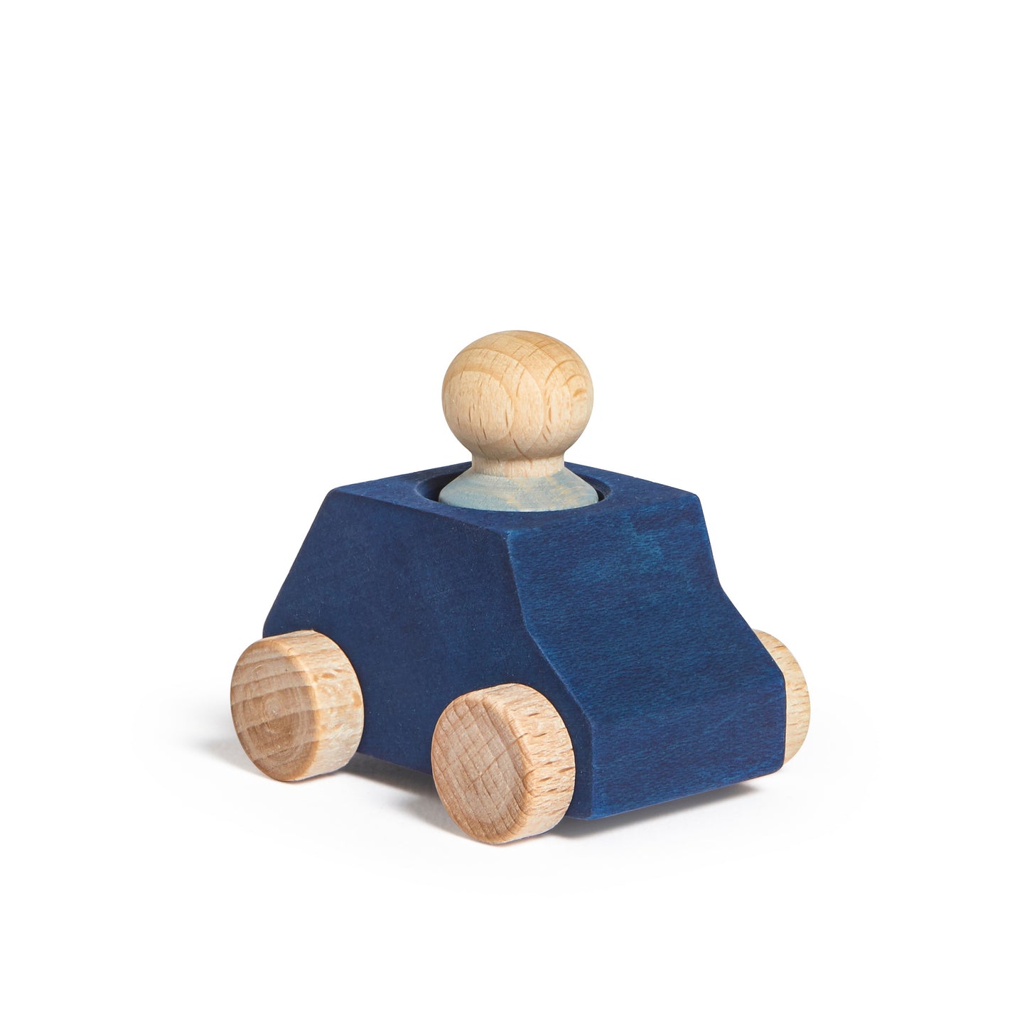 Holzauto mit Figur in verschiedenen Farben