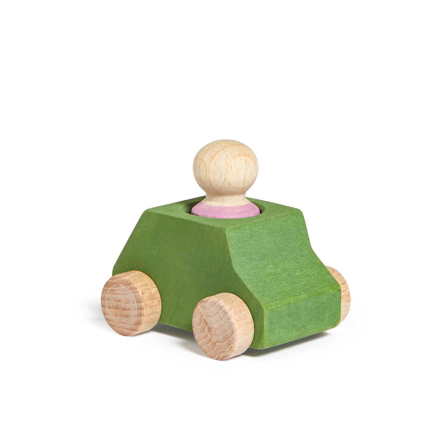 Holzauto mit Figur in verschiedenen Farben