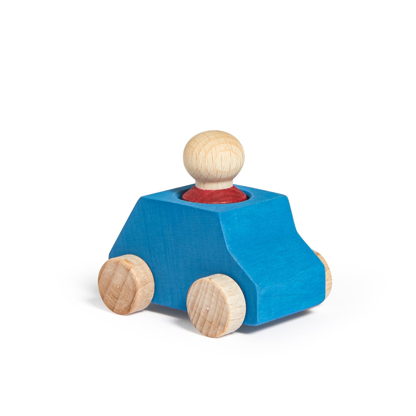 Holzauto mit Figur in verschiedenen Farben