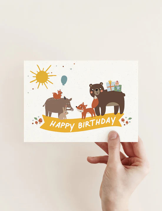 Postkarte Geburtstag-Waldfreunde
