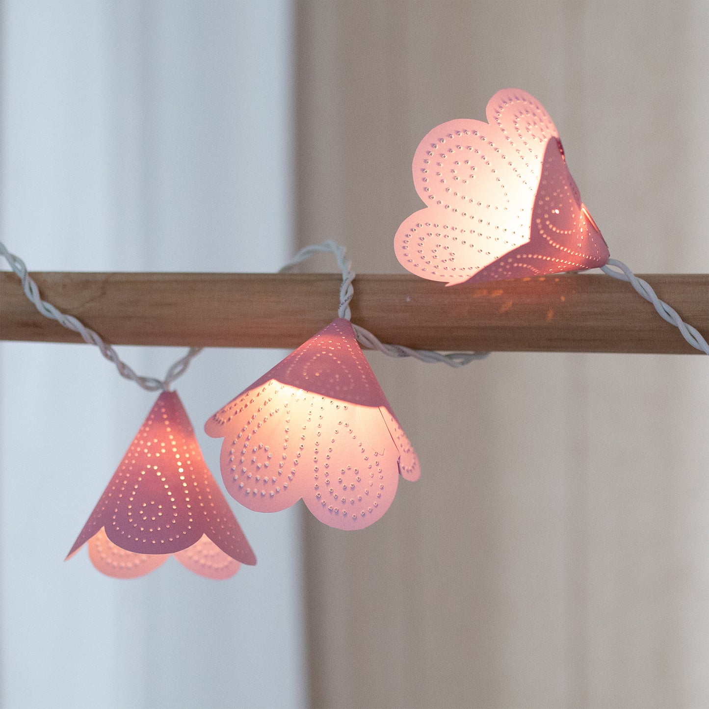 Bastelset Lichterkette zum Prickeln - Blüte Pastell Rosa