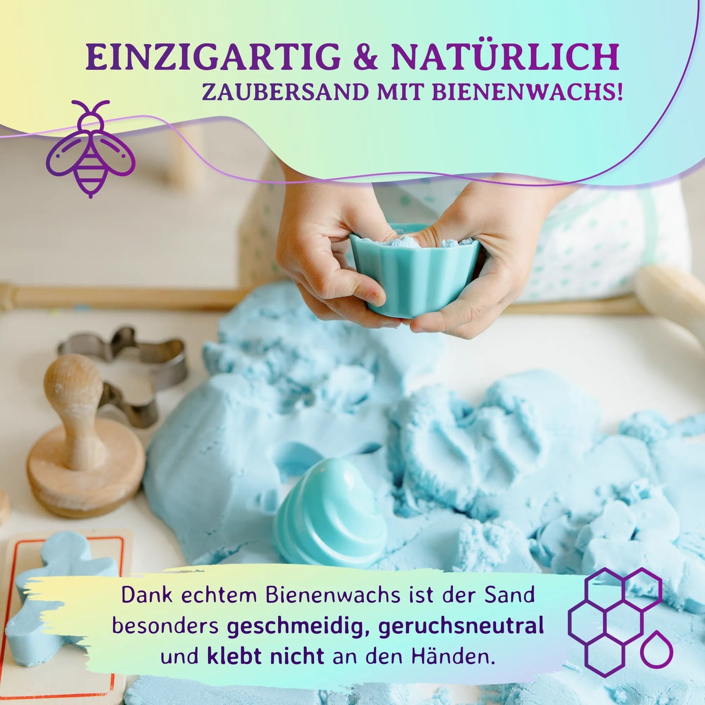 Kinetischer Sand aus Bienenwachs bunt