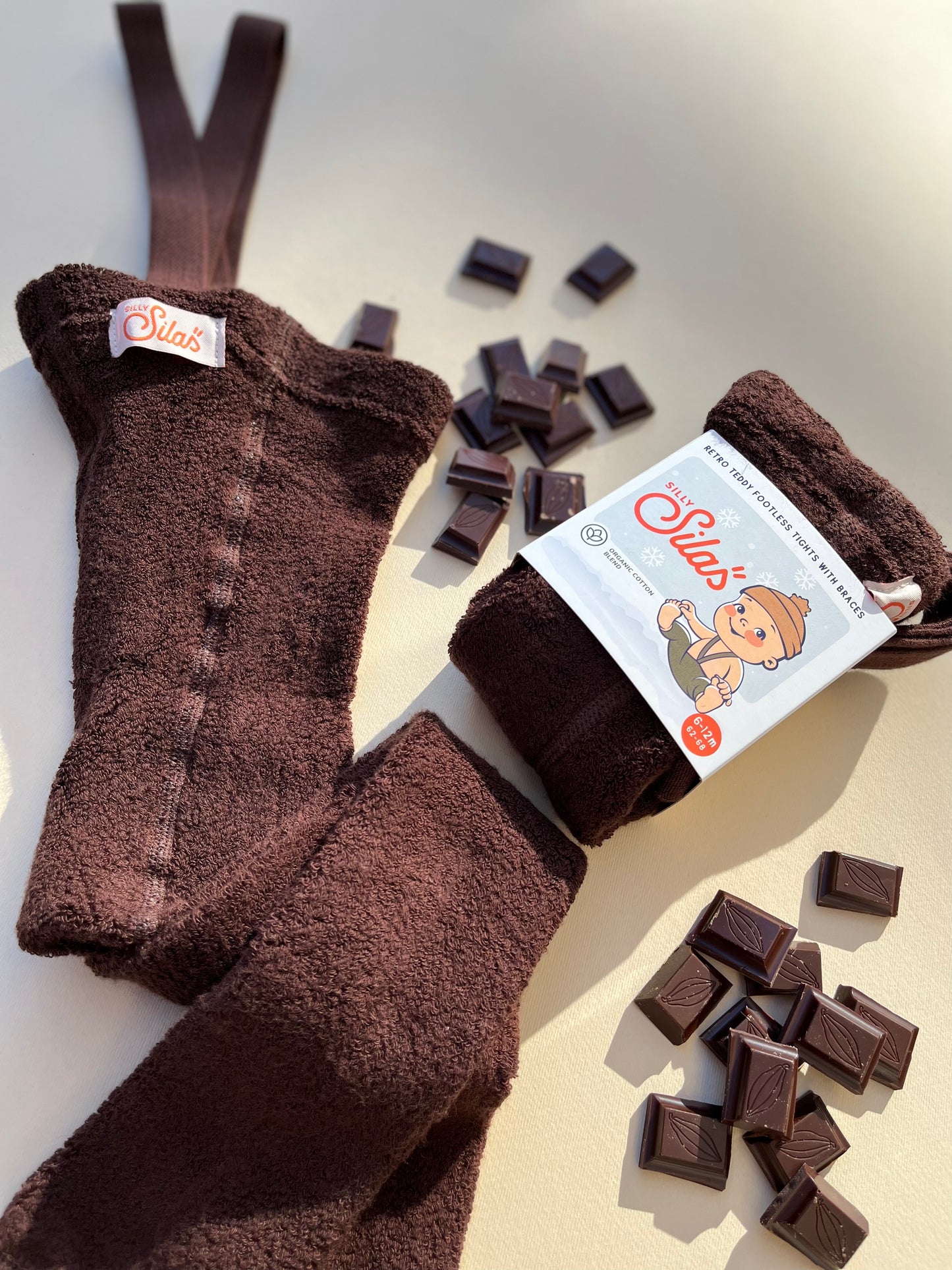 Teddy Warmy Footless Tights Chocolate Brown