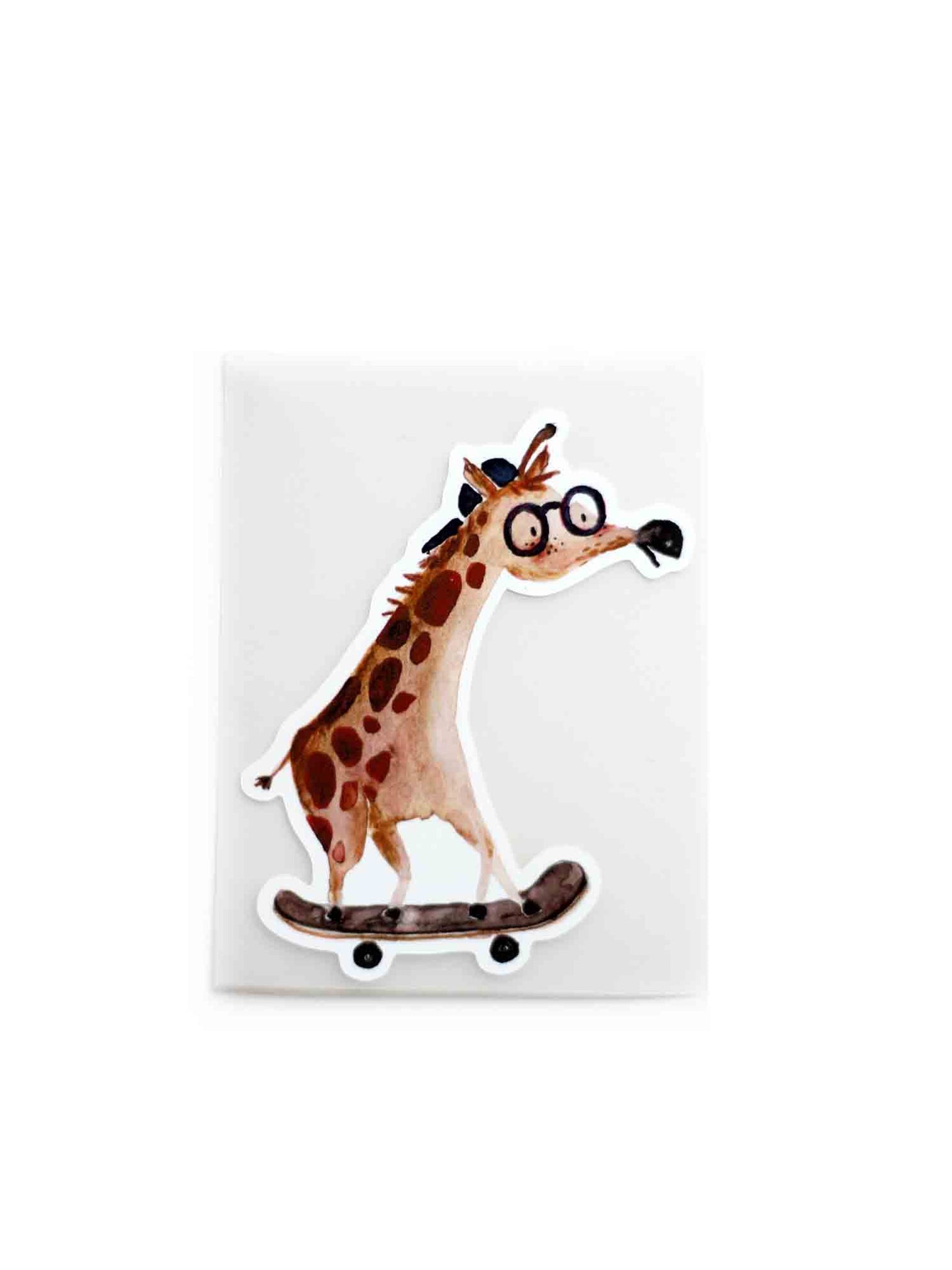 Bügelbild - Giraffe auf Skateboard