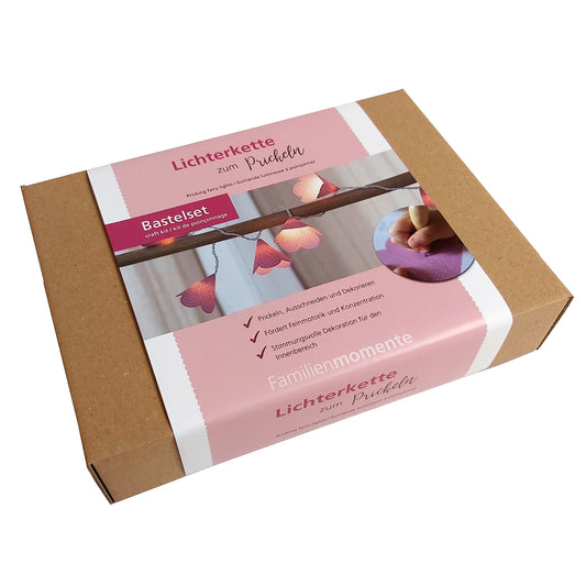 Bastelset Lichterkette zum Prickeln - Blüte Pastell Rosa
