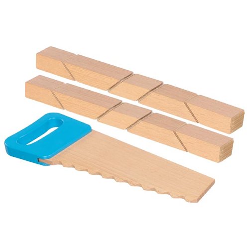 Holzbausteine mit Klettverbindung und Säge