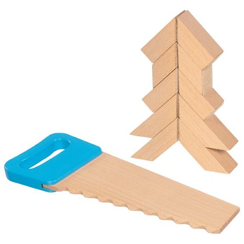 Holzbausteine mit Klettverbindung und Säge